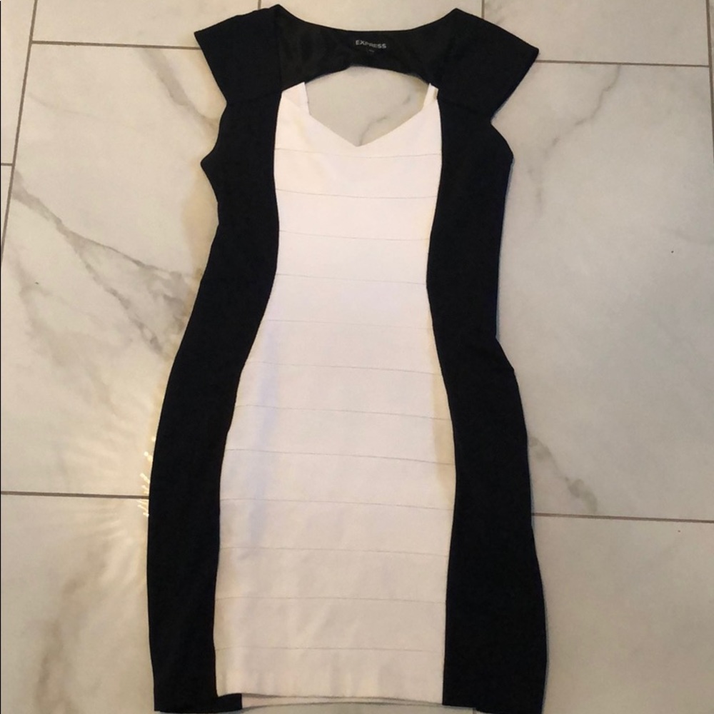 Black and white short dress